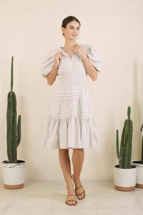 GET SPOTTED SHOP STOCKS GS Holiday: Kristoff Midi Dress in Plain Woven Holiday Green